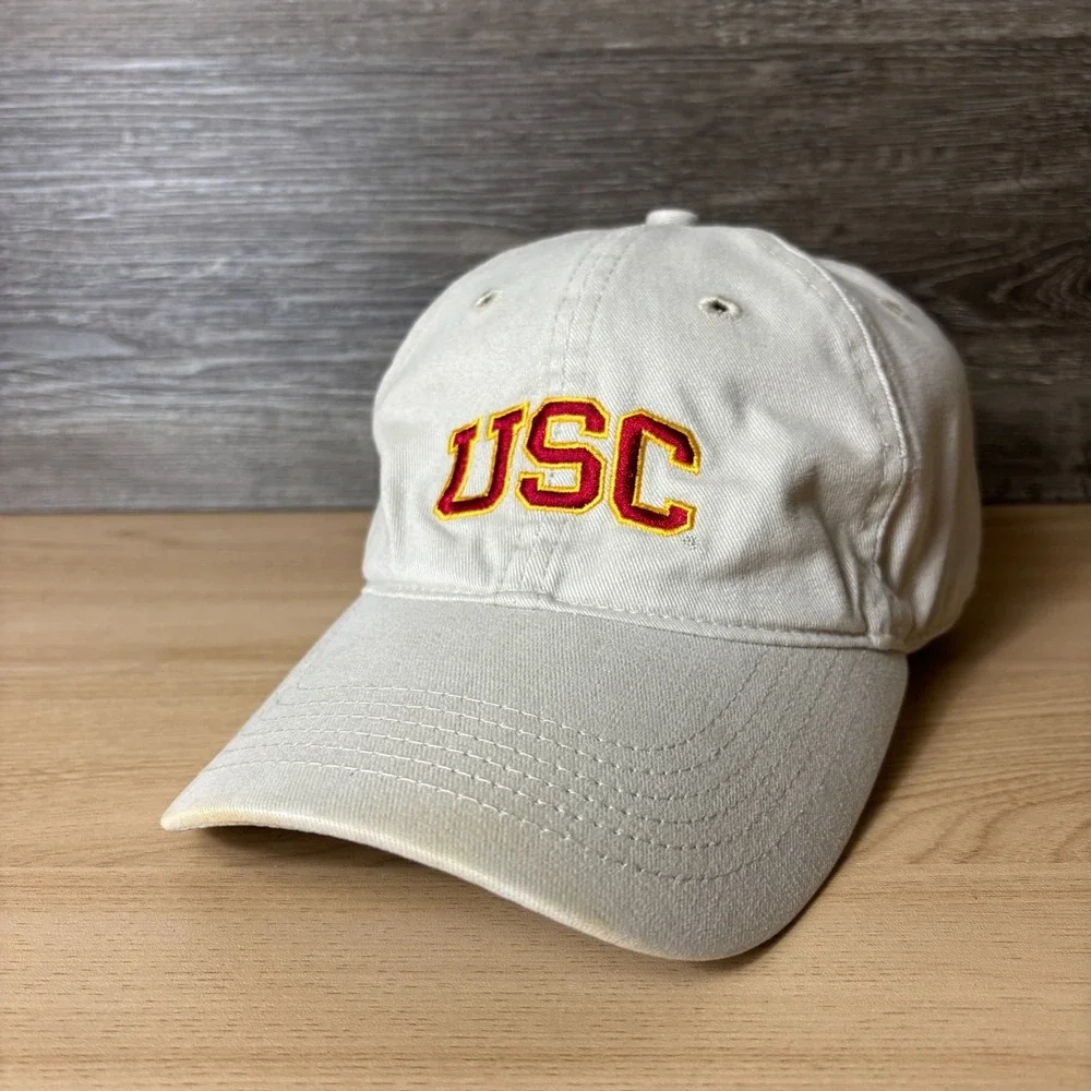 USC Trojans Hat Cap Strap Back Brown Tan California Football Adjustable